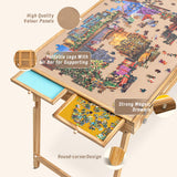 Sancallie Jigsaw Puzzle Table Storage Portable Folding Tilting Table with 5 Drawer for 1500 pcs Play Table with Non-Slip Surface Mat & Dust-proof Cover for Adults Kids Boy Girl Gift for Puzzle Amateur Sancallie