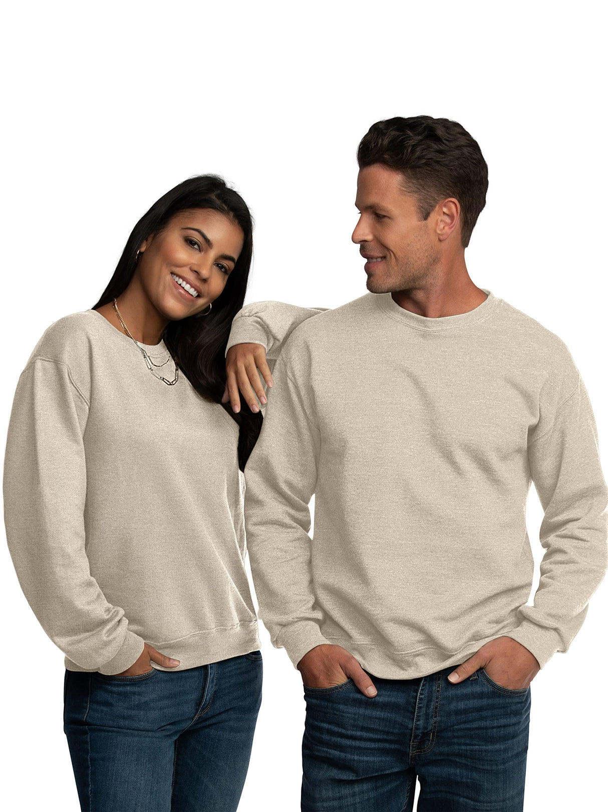 Fruit of the Loom Men's Eversoft Fleece Crewneck Sweatshirts, Moisture Wicking & Breathable, Sizes S-4X, Khaki Heather, Small Fruit of the Loom