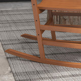 Outsunny Wooden Rocking Chair Set of 2, Outdoor Rocker Chairs with Curved Armrests, High Back & Slatted Seat for Garden, Balcony, Porch, Supports Up to 352 lbs., Teak Outsunny