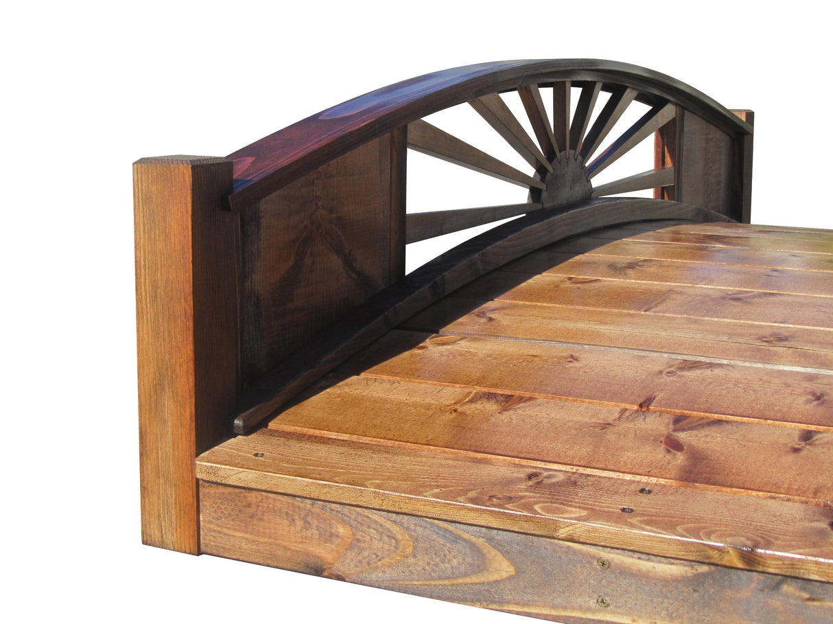 SamsGazebos Sunburst Wood Garden Bridge, 6', Brown SamsGazebos