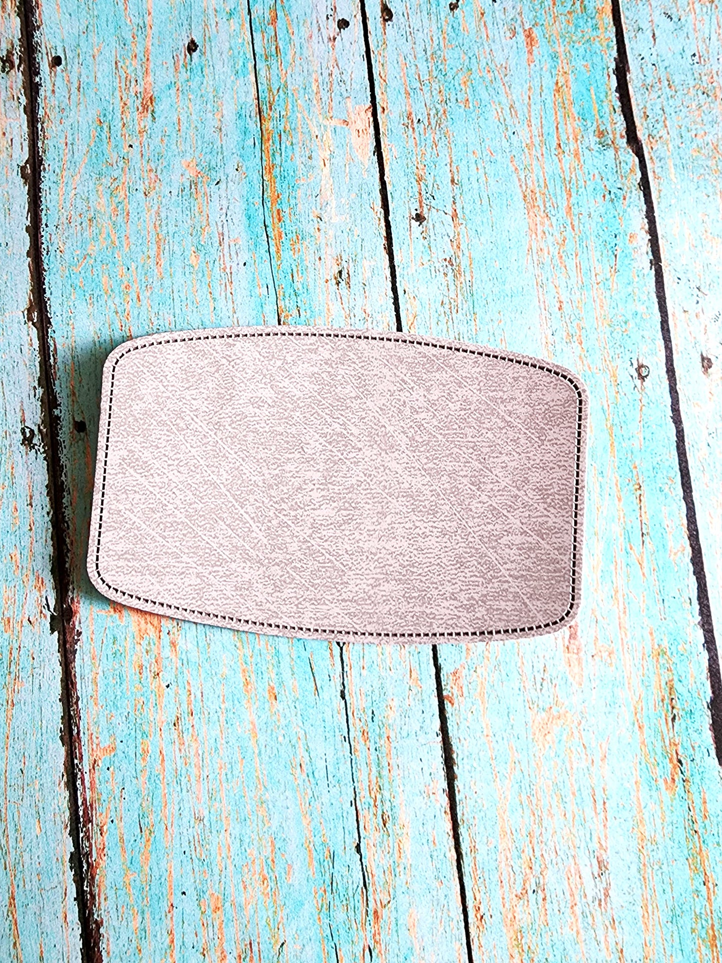 Sublimation Blanks 10 pcs. Faux Gray Leather Hat Patch Sublimation Laserable Blank! 4'' Rounded Rectangle! PU Leather