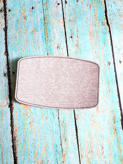 Sublimation Blanks 10 pcs. Faux Gray Leather Hat Patch Sublimation Laserable Blank! 4'' Rounded Rectangle! PU Leather