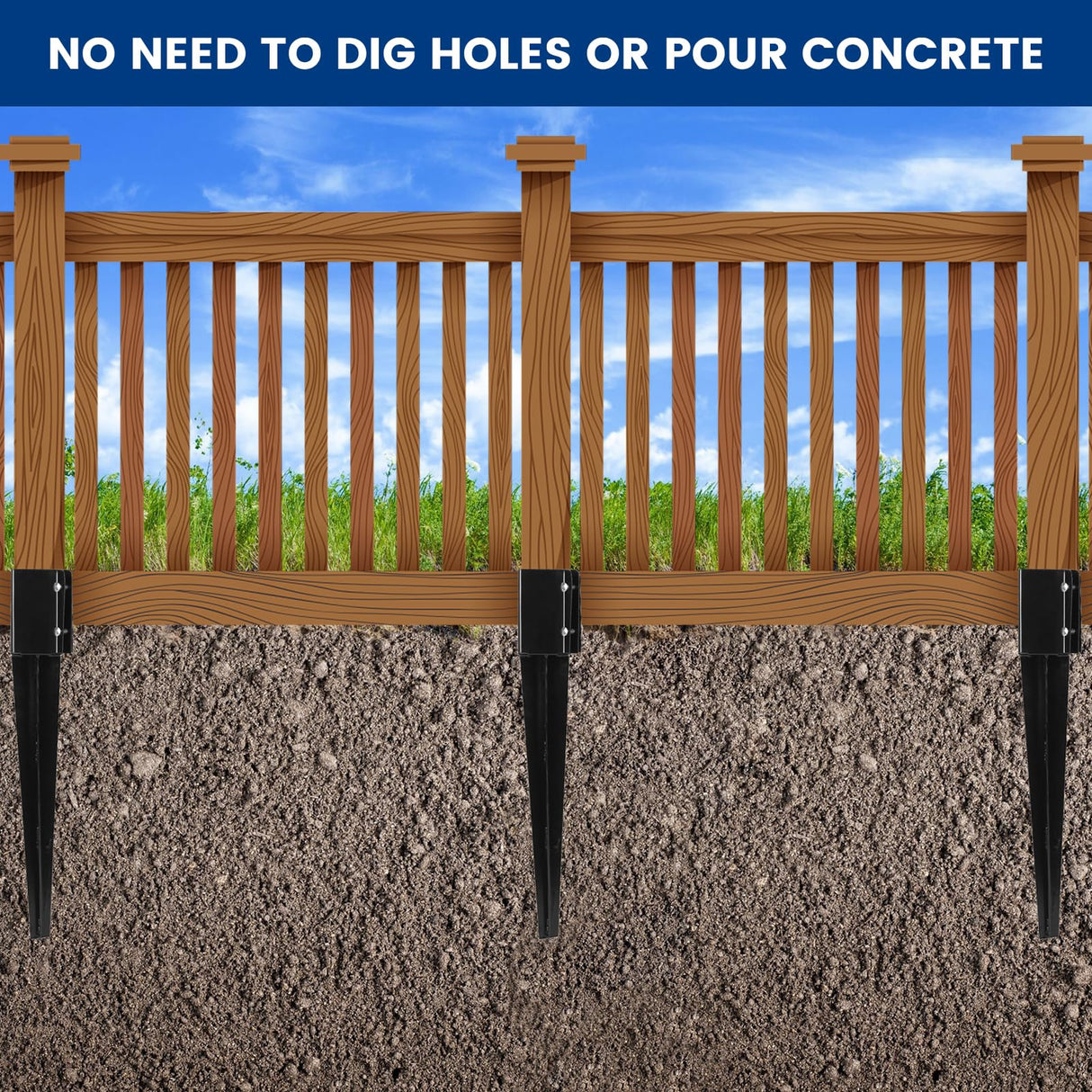 TIyneayle 6 Pack 4x4 Fence Post Anchor Ground Spike Mailbox Fence Post Spikes Stakes TIyneayle