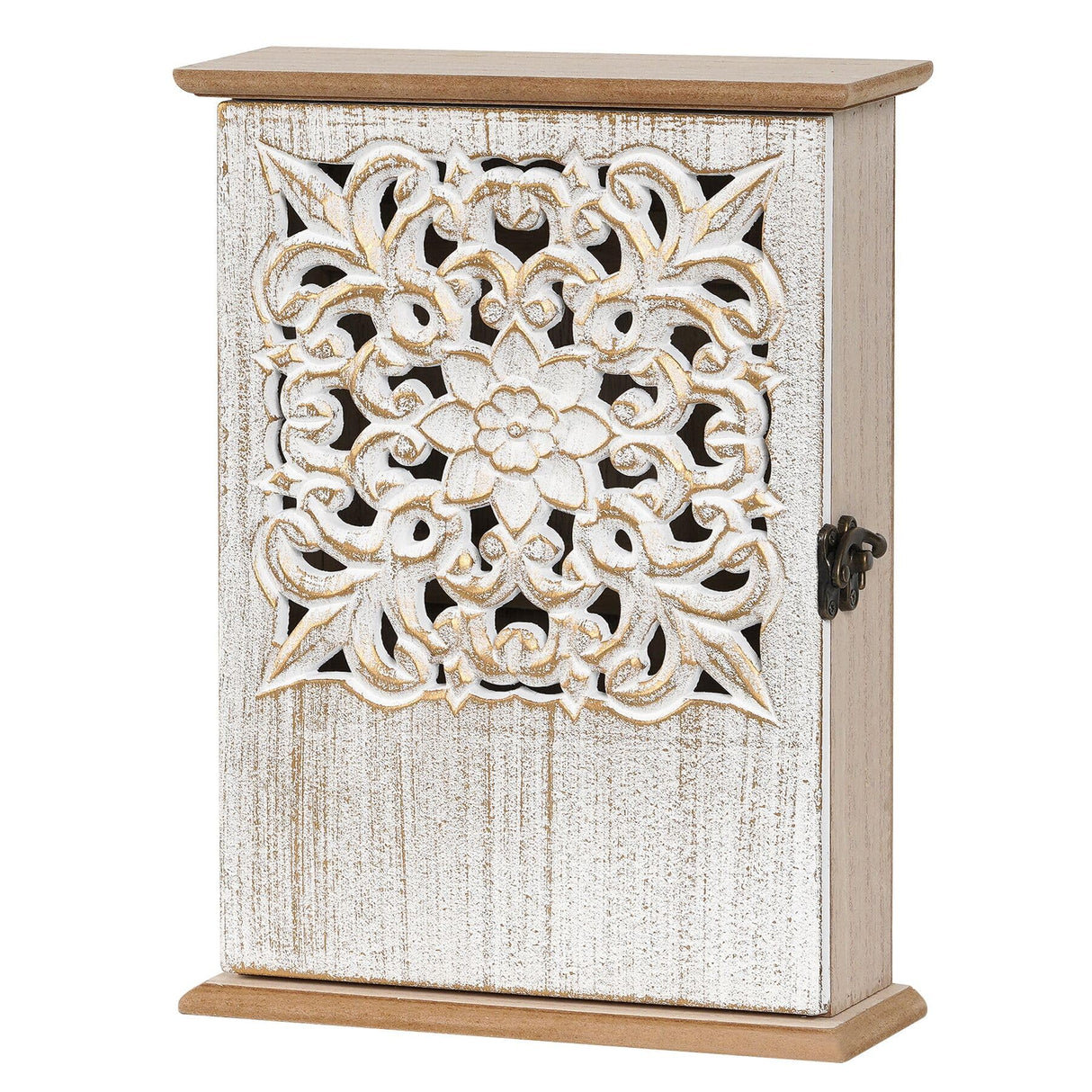 AHUONEL Key Holder for Wall Decorative Key Box Key Cabinet, Wooden Key Hooks Wall Mounted Key Hangers Rustic Key Rack with 6 Key Hooks for Home Office Entryway, Christmas Housewarming Gift AHUONEL