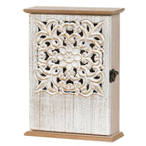 AHUONEL Key Holder for Wall Decorative Key Box Key Cabinet, Wooden Key Hooks Wall Mounted Key Hangers Rustic Key Rack with 6 Key Hooks for Home Office Entryway, Christmas Housewarming Gift AHUONEL