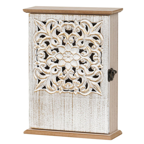 AHUONEL Key Holder for Wall Decorative Key Box Key Cabinet, Wooden Key Hooks Wall Mounted Key Hangers Rustic Key Rack with 6 Key Hooks for Home Office Entryway, Christmas Housewarming Gift AHUONEL