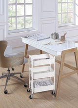 SunnyPoint 3-Tier Delicate Compact Rolling Metal Storage Organizer - Mobile Utility Cart Kitchen/Under Desk Cart with Caster Wheels (WHT, Compact (15.5" X 26.8" X 10.27")) SunnyPoint
