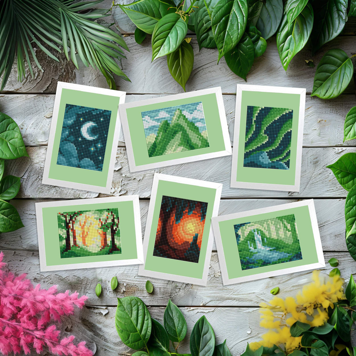 DIAMOND ART CLUB Wonders of Nature Part 2 Mini Dazzles™, Fun DIY Diamond Painting Kit for Adults, Diamond Art Canvas for Beginners, 4" x 6" (Pack of 6) DIAMOND ART CLUB