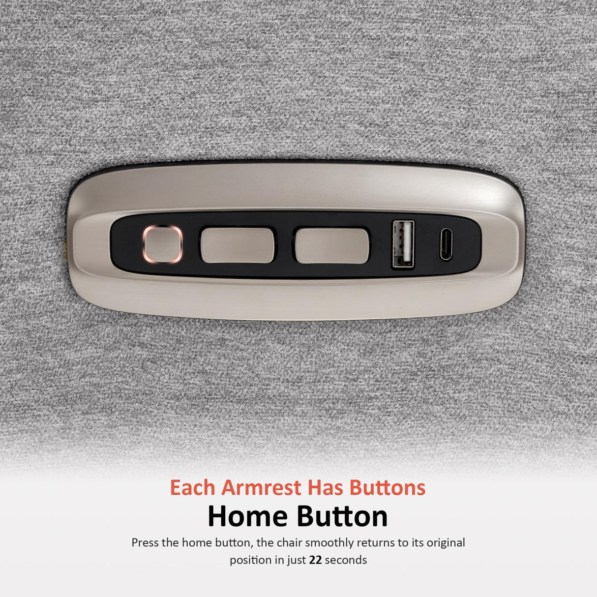 MCombo 62.2'' Wall Hugger Power Loveseat Recliner Sofa with Adjustable Headrest and USB & Type C Dual Charge Ports for Living Room, Office (Fabric, HL198M1) (Grey) MCombo