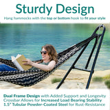 Sunnydaze Universal Double Hammock Stand Only - 550-Pound Capacity - Heavy-Duty Hammock Stand for Outside - Fits 9 to 14 Foot Hammocks - Black Sunnydaze