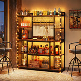 Tribesigns Large Bakers Rack, 55" Wide Kitchen Hutch Cabinet Microwave Stand with 11 Hooks, 5-Tier Baker’s Rack Kitchen Storage Shelf Rack with Hutch, Rustic Brown Tribesigns