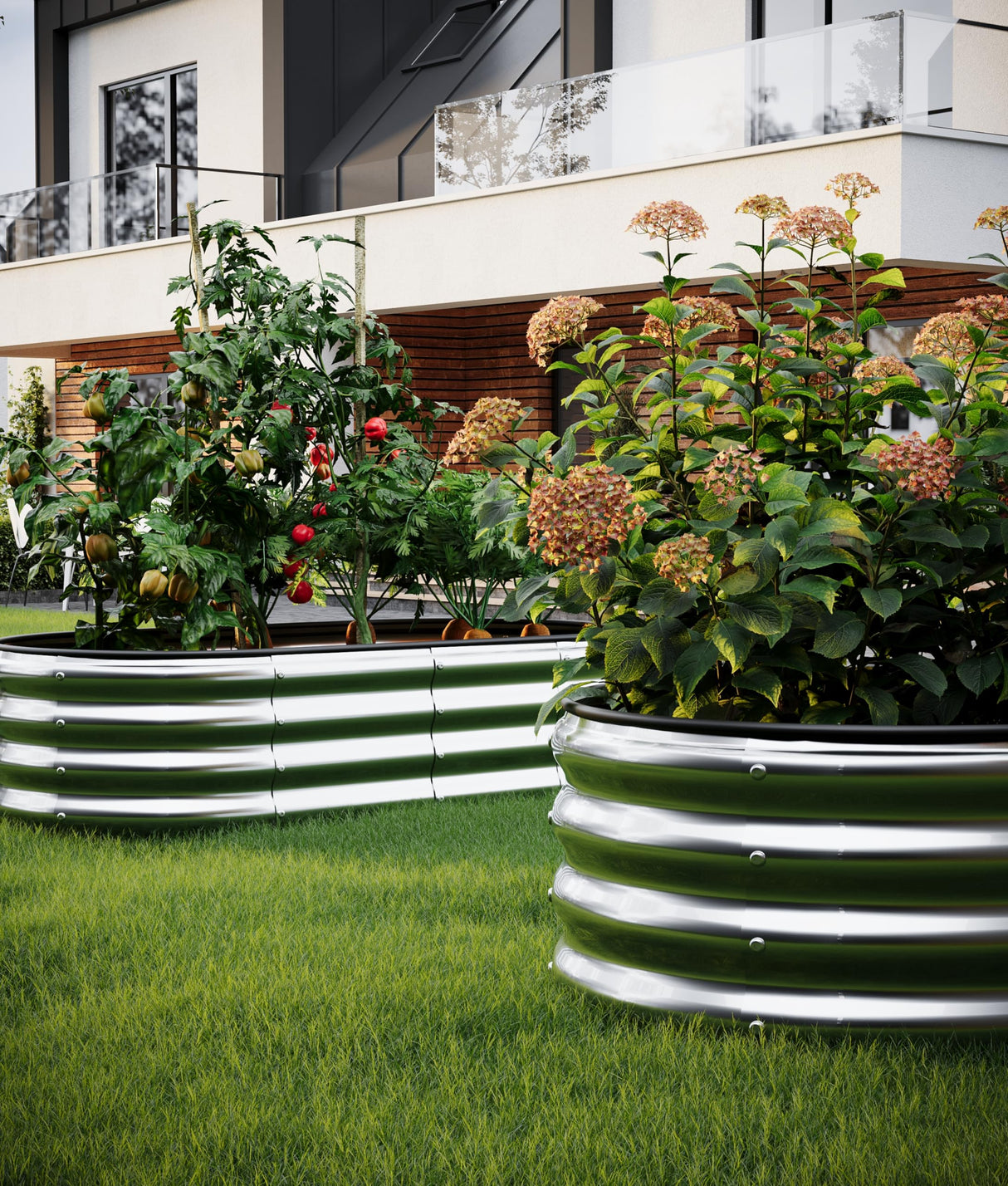 Galvanized Metal Planter Raised Garden Bed Kit for Gardening Outdoor，4x2x1ft Planter Grow Garden Box Raised Flower Bed ZFHgarden