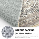 KUTA Extra Long Runner Rug for Hallway 2.6x18ft, Oriental Washable Kitchen Runner Ivory, Non-Slip Stair Runners Indoor Soft Printed Distressed Tribal Farmhouse Carpet Large Area Runner KUTA