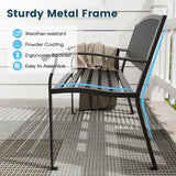 VOXBIN Outdoor Bench, 50 inches Metal Garden Bench, Cast Iron Steel Frame Patio Chairs w/Oval Pattern Backrest for Park, Yard, Porch, Lawn, Balcony, Backyard, Black VOXBIN