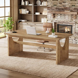 Tribesigns Executive Office Desk, 63-Inch Farmhouse Computer Desk, Large Writing Study Conference Table with Sturdy Legs, Business Workstation Table for Home Office, Rustic Brown Tribesigns