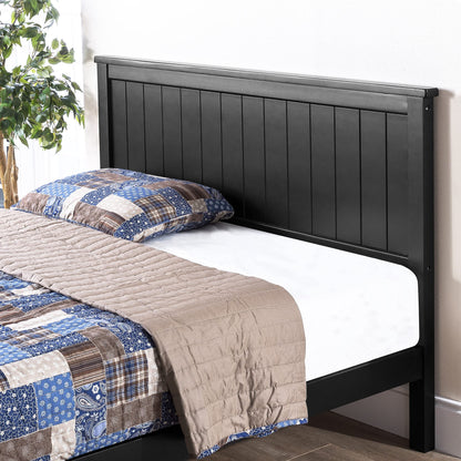 Santiago Black Wood Platform Bed Frame with Supportive Slats - No Box Spring Needed, Easy Assembly, Queen Size - WoodArtSupply