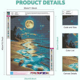 Moonlight Beach Diamond Painting Kits for Adults - Seaside Moon Diamond Art Kits for Adults, Round 5D Landscape Gem Art Kit for Adult DIY Crafts Kit Gift Home Wall Decor Gifts (16x12 inch) xackcme