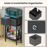 TRZZ 5-10 Gallon Fish Tank Stand, Heavy Duty Aquarium Stand with Dual-Tiered Cabinet, Accessory Storage Solution for Viewing Experience in Home & Office (20.47" L* 11.02" W) TRZZ