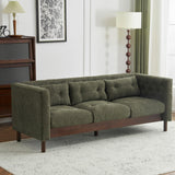 Christopher Knight Home Marloo 3 Seater Sofa Couch, Upholstered Couch, Linen-Like Tufted Back Sofa with Arm Rest, Rubberwood Legs, 78" Spacious Seating for Living Room Home Rest, Dark Green Christopher Knight Home