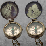 SFdizayn Photo Engraved Antique Brass Compass - Custom Working Handmade Compass Gift for Men with Customizable Leather Case and Wooden Box - Personalized Gift for Husband, Father, Boyfriend & Son SFdizayn