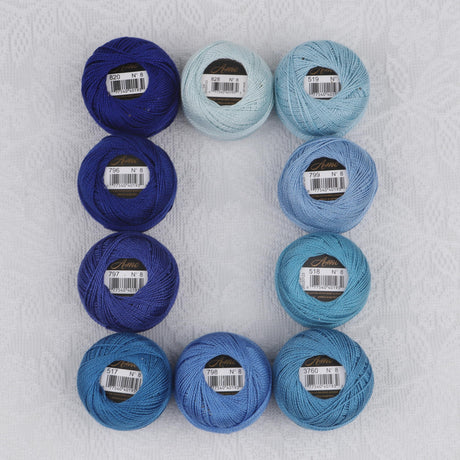 AMOHilos Size 8 Double Mercerized Egyptian Long Staple Cotton Pearl Thread Ball 5 Grams Rainbow Color Embroidery Thread 10 Colors per Box for Crochet Hardanger Cross Stitch Hand Embroidery (Set M) AMOHilos