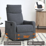 Rocker Recliner Chair for Adults, Swivel Rocker Recliner with Massage and Heat, Adjustable Glider Recliner Nursery Chair with Black Metal Base, Small Recliners for Small Spaces, Living Room (Grey) anwickjeff
