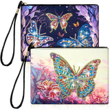 Geyoga 2 Pieces DIY Diamond Painting Purses 5d DIY Diamond Painting Handbag Art Wristlet Clutch Bag for Women Girls Art Craft Makeup Gift (Butterfly) Geyoga