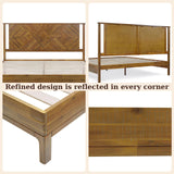 Ethan King Platform Bed Frame with Headboard - Stylish Acacia Wood in Rustic Dark Brown Finish Bme