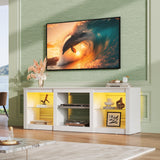 WLIVE LED TV Stand for 65 Inch TV, Modern Entertainment Center with Adjustable Glass Shelves & Customizable LED Lights, Sturdy Media Console for Living Room, Bedroom,Gaming (White) WLIVE