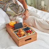 COZY HEROES Bamboo Couch Console Caddy: Ultimate Couch Cup Holder Tray, Middle-Couch Organizer, Drink Holder with Removable Magnetic Lid - Couch Center Console Perfect for Movie Nights for TV lovers COZY HEROES