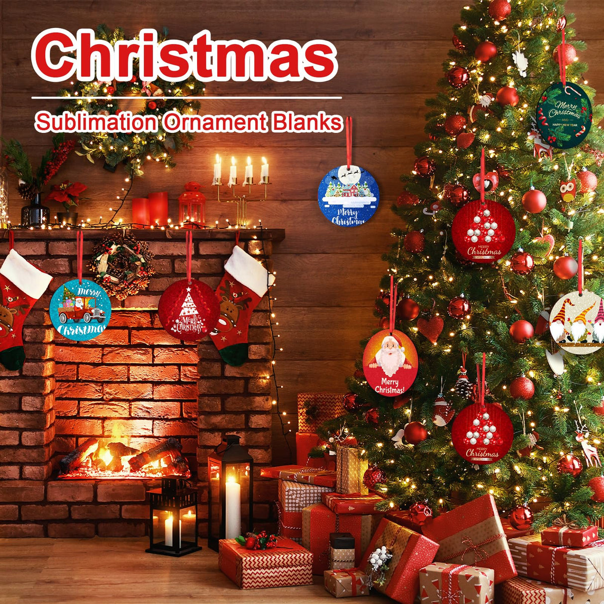 Sublimation Ornament Blanks 20 PCS Double Sided Personalized Christmas Ornaments with Red String Christmas Ornaments Sublimation for Halloween Xmas Tree Decor & DIY Handmade Crafts Upspotie