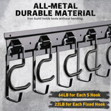 ELEAD 68'' All Metal Adjustable Garden Tool Organizer: Garage Tool Organizer Wall Mount with Black Garage Hooks, Garage Organizers and Storage, Tool Organizer for Broom Rake Holder Shovel ELEAD