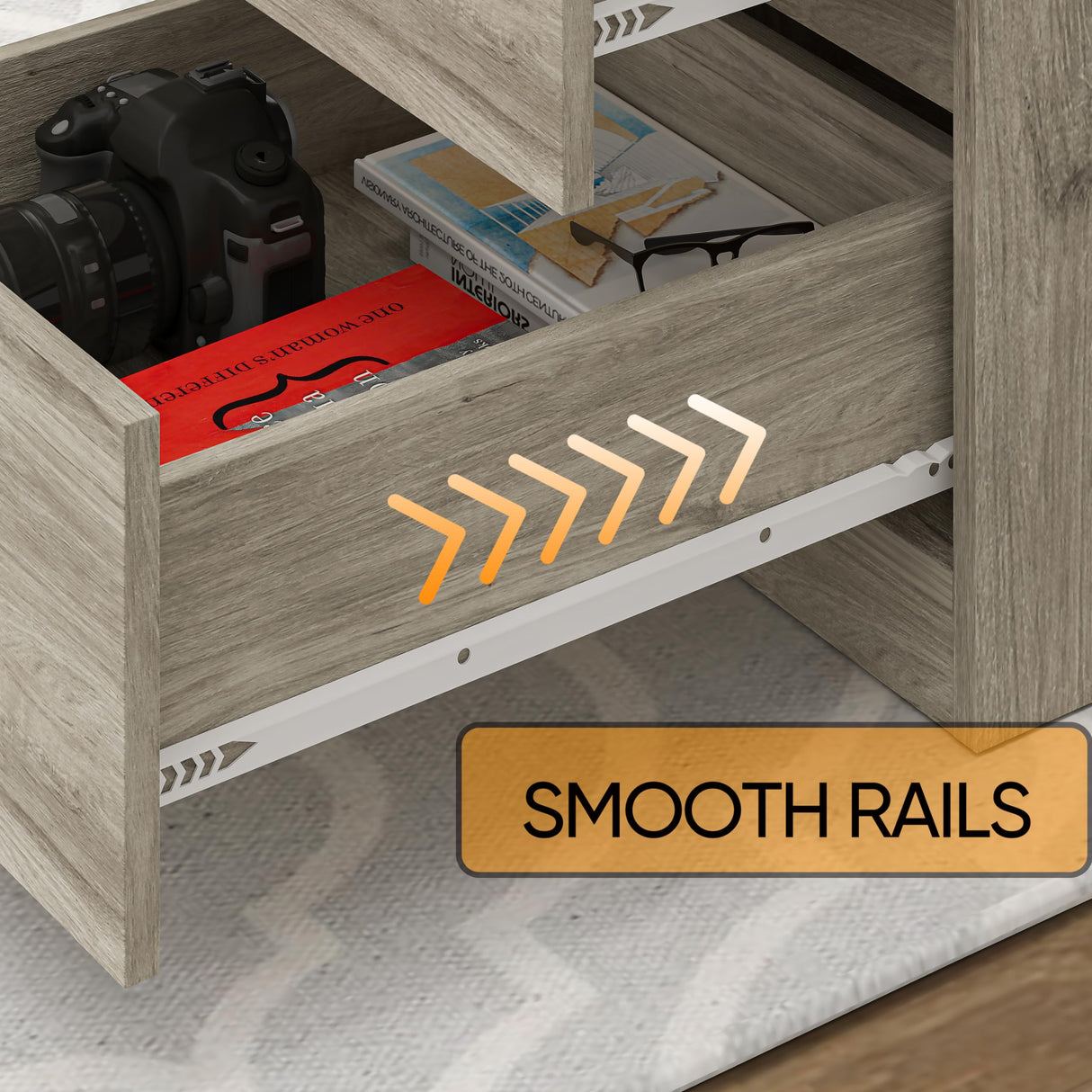 furtble Computer Desk with drawers, Wood Work Desk, Home Office PC Desk Workstation with Storage, Farmhouse Computer Table for Bedroom, Living Room, 53.5 inches, Grey Oak furtble