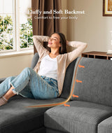 Kidirect Grey U Shaped Couch with Chaises, 106" Corduroy Sectional Couches for Living Room No Tool Assembly, 4 Seats Loveseat Sofa Comfy Sectional Sofas for Living Room Apartment Home 900lb Load Kidirect