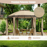 Tangkula 11.5x11.5 ft Round Patio Gazebo, 2-Tier Dome Gazebo with Removable Side Curtains, Heavy Duty Steel Frame, Outdoor Gazebo Pavilion for Tangkula