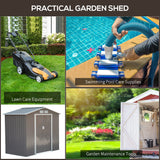 Outsunny 7' x 4' Outdoor Storage Shed, Garden Tool Metal Shed with Foundation Kit, Double Lockable Door, Air Vents and Sloping Roof, for Backyard, Patio, Lawn, Gray Outsunny