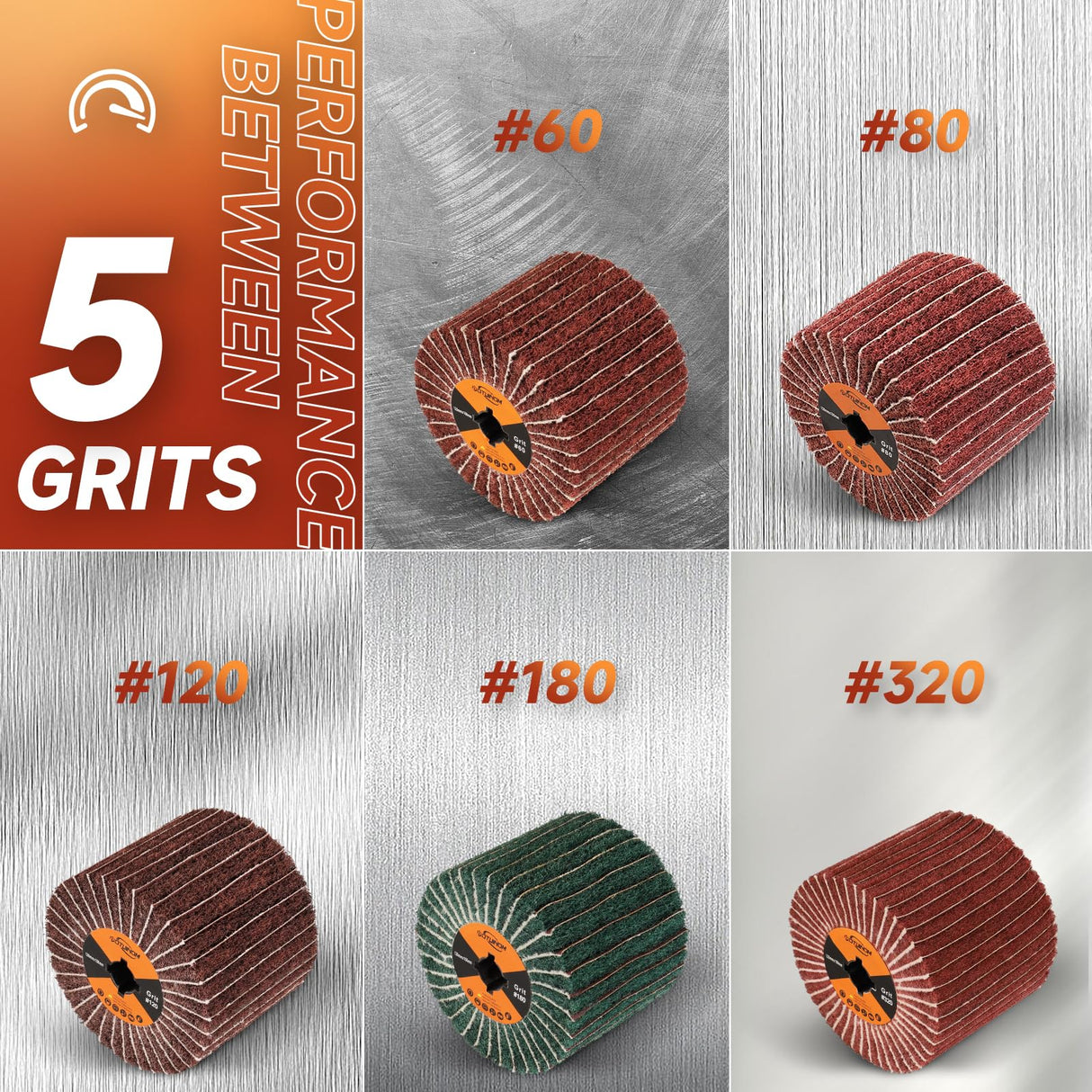 Non-Woven Wheel Surface Conditioning Tool, 180 Grit 120 x 100 x 19 mm Abrasive Drawing Polishing Wheel with Sandpaper for Wood Metal Burnishing Wheel 4.7"x 4" POTUINOM