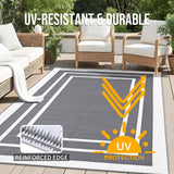 OLANLY Outdoor Rug 5x8 ft Waterproof, Reversible Outdoor Plastic Straw Rug, RV Mat, Indoor Outdoor Carpet Clearance for Patio, Camping, Balcony, Deck, Backyard, Grey & White OLANLY