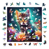 Mys Aurora Wooden Puzzles, Kitten in Dream Wooden Jigsaw Puzzles 500 Piece, Unique Luxurious Shaped Wood Puzzle for Adults and Kids, Best Gift for Birthday 11.2 x 11.2 Inch Mys Aurora