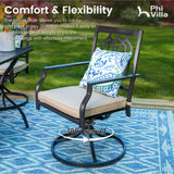 PHI VILLA 9 Piece Outdoor Dining Set for 8, Square Metal Table (60") with Umbrella Hole and Swivel Chairs with Cushions– Perfect for Patio, Garden, Deck, Porch, and Backyard PHI VILLA