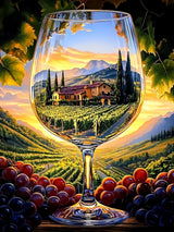 CHWGLFGG 5D Diamond Art Kits for Adults Beginners, Landscape Wine in Glass Diamond Painting Kits, DIY Full Round Drill Paint by Diamonds Dot Gem Art for Adults, Home Wall Decor 12x16 Inch CHWGLFGG