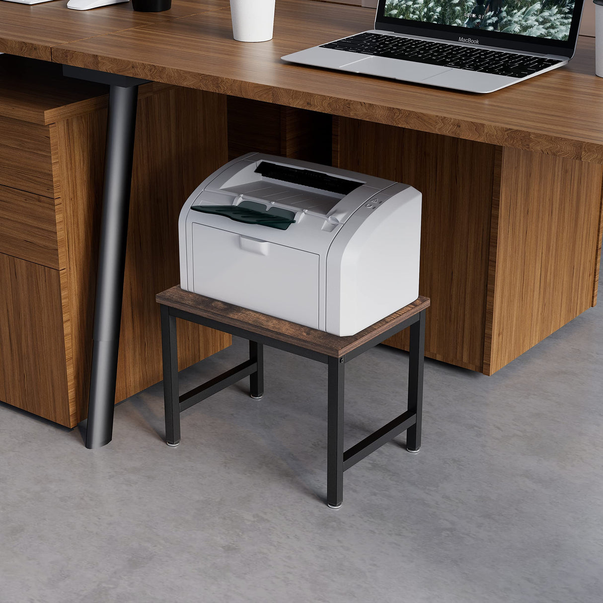 JOIN IRON Printer Stand, Desktop Stand for Printer, Storage Shelf, Book Shelf and File Shelf for Home Office (BRN) JOIN IRON