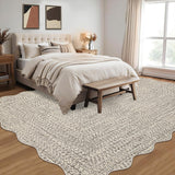 Garvee Printed Rug (Not Woven!) 8x10 Living Room Area Rug Non-Slip Washable Rugs, Farmhouse Scalloped Large Bedroom Rugs Stain Resistant Ultra-Thin Foldable Carpet for Nursery Dining Room Garvee