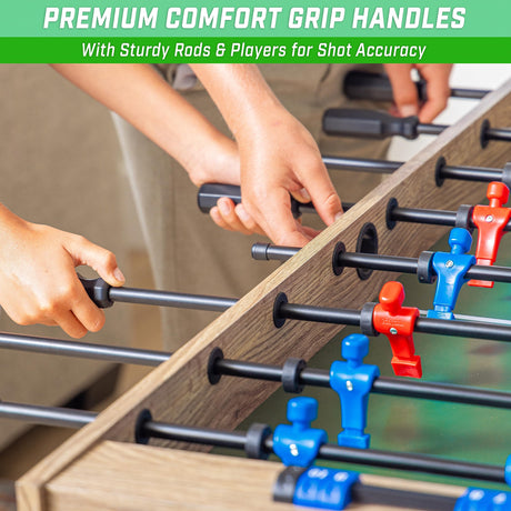 GoSports 48 Inch Game Room Size Foosball Table - Oak Finish - Includes 4 Balls and 2 Cup Holders GoSports
