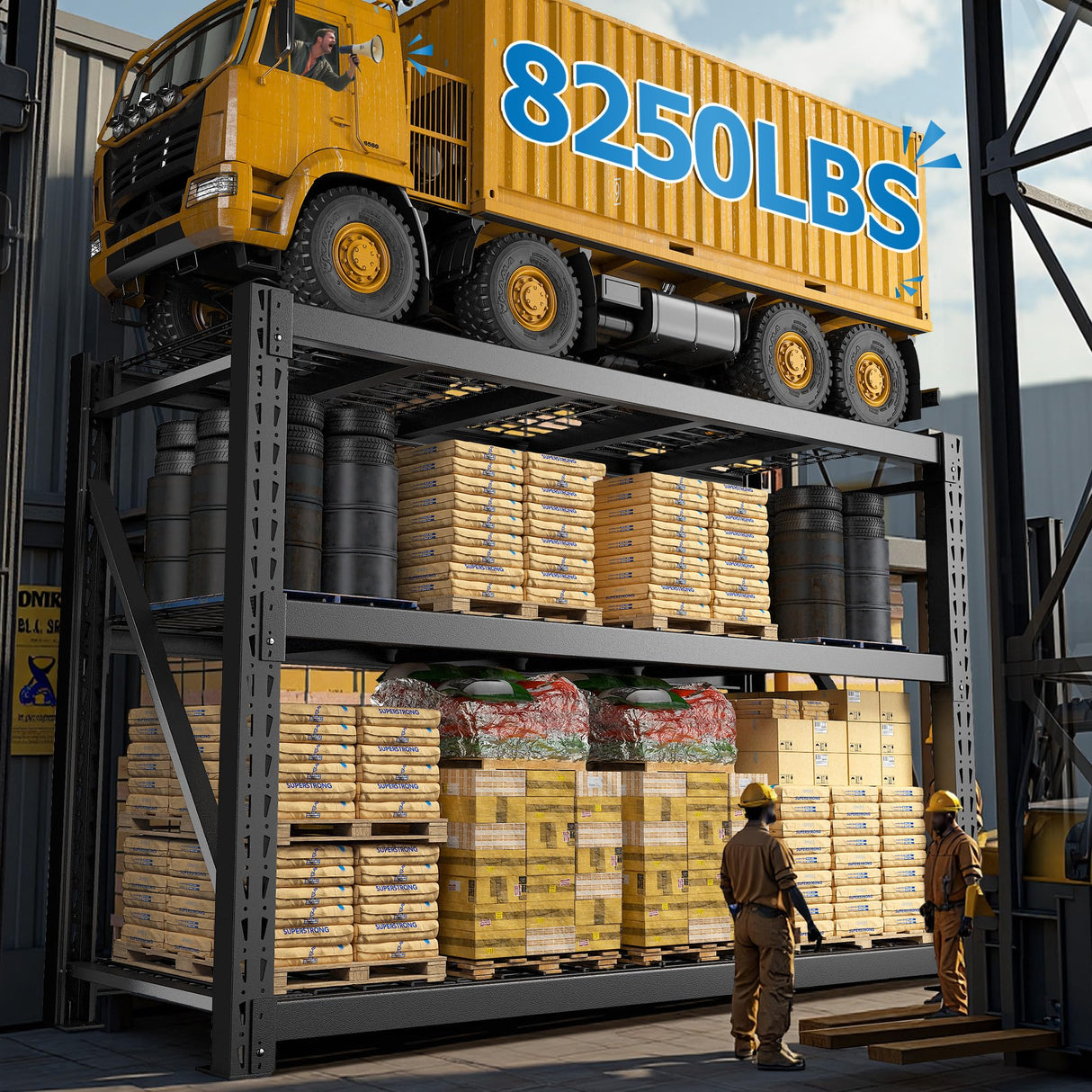 Bepatio 8250LBS Garage Shelving Heavy Duty Storage Shelves Industrial Metal Shelving Adjustable 3-Tier Shelves for Garage, Warehouse Basement 24" D × 60" W × 66" H Bepatio