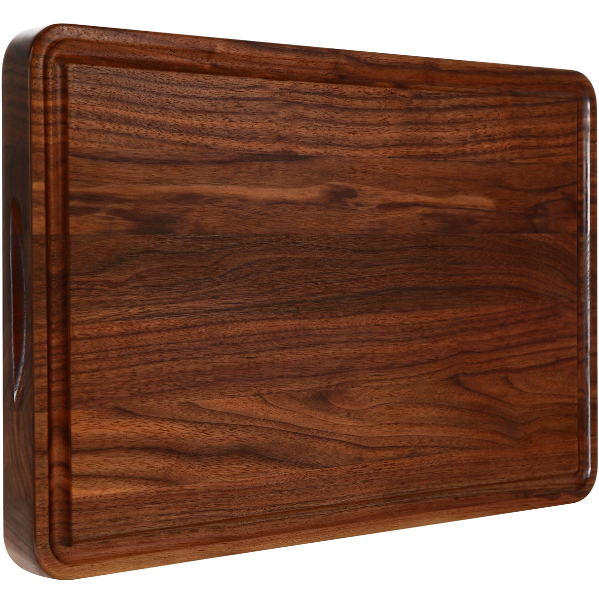 AZRHOM Large Walnut Wood Cutting Board for Kitchen 17x11 (Gift Box) with Juice Groove Handles Non-slip Mats Thick Reversible Butcher Block Chopping AZRHOM