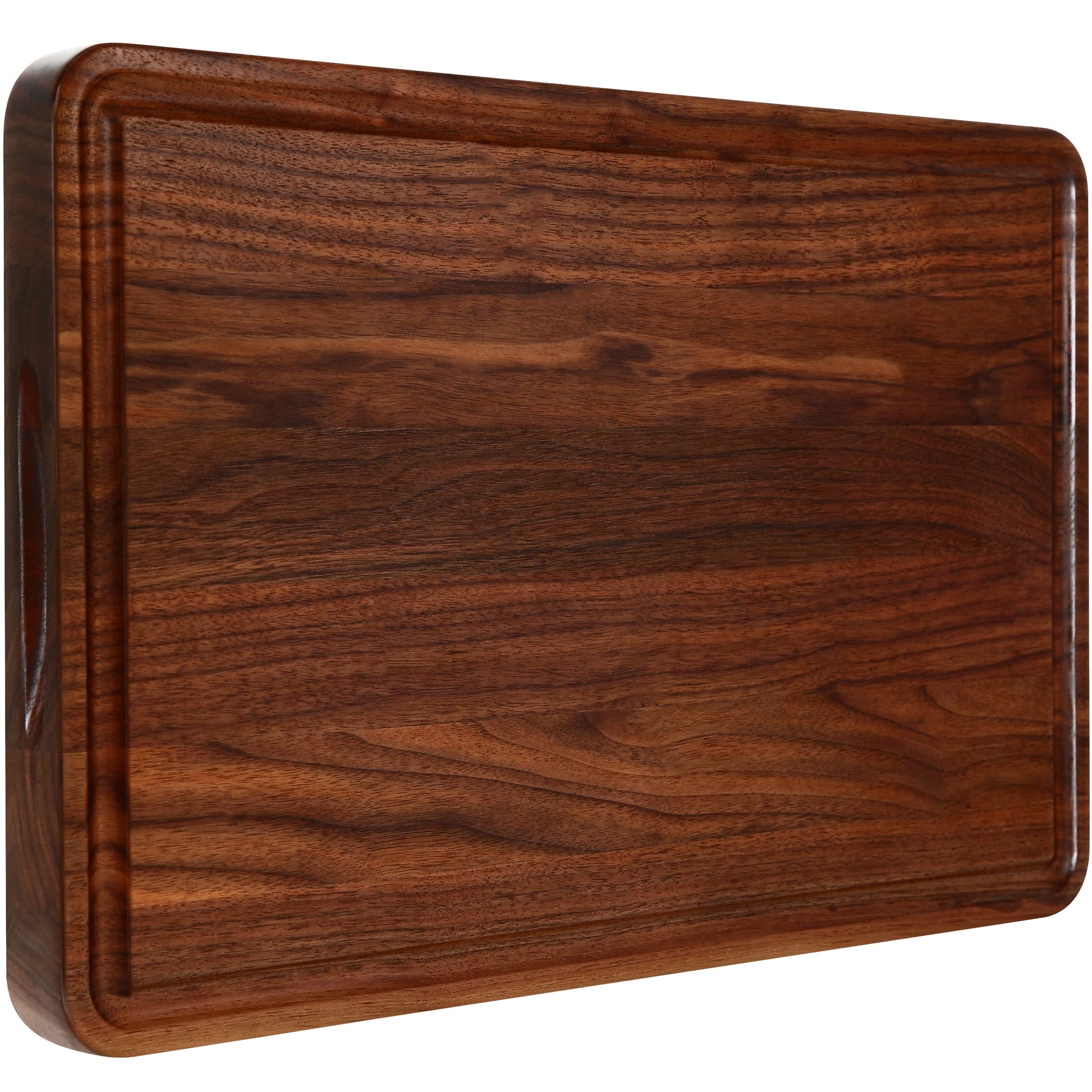 AZRHOM Large Walnut Wood Cutting Board for Kitchen 17x11 (Gift Box) with Juice Groove Handles Non-slip Mats Thick Reversible Butcher Block Chopping - WoodArtSupply