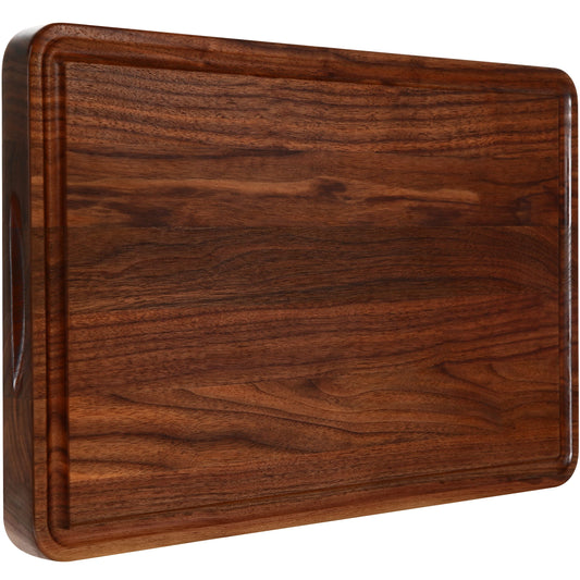 AZRHOM Large Walnut Wood Cutting Board for Kitchen 17x11 (Gift Box) with Juice Groove Handles Non-slip Mats Thick Reversible Butcher Block Chopping - WoodArtSupply