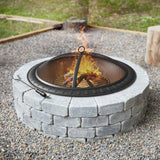 YITAHOME 30in Steel Replacement Fire Bowl with Round Spark Screen, Poker and Detachable Grate, Wood Burning Fire Pit Bowl for DIY or Existing Outdoor Patio Fire Pit YITAHOME