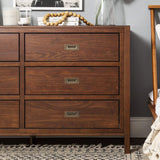 Walker Edison Traditional Simple Wood Accent Entryway Console Sideboard Living Room Storage Shelf, 6 Drawer, Walnut Walker Edison